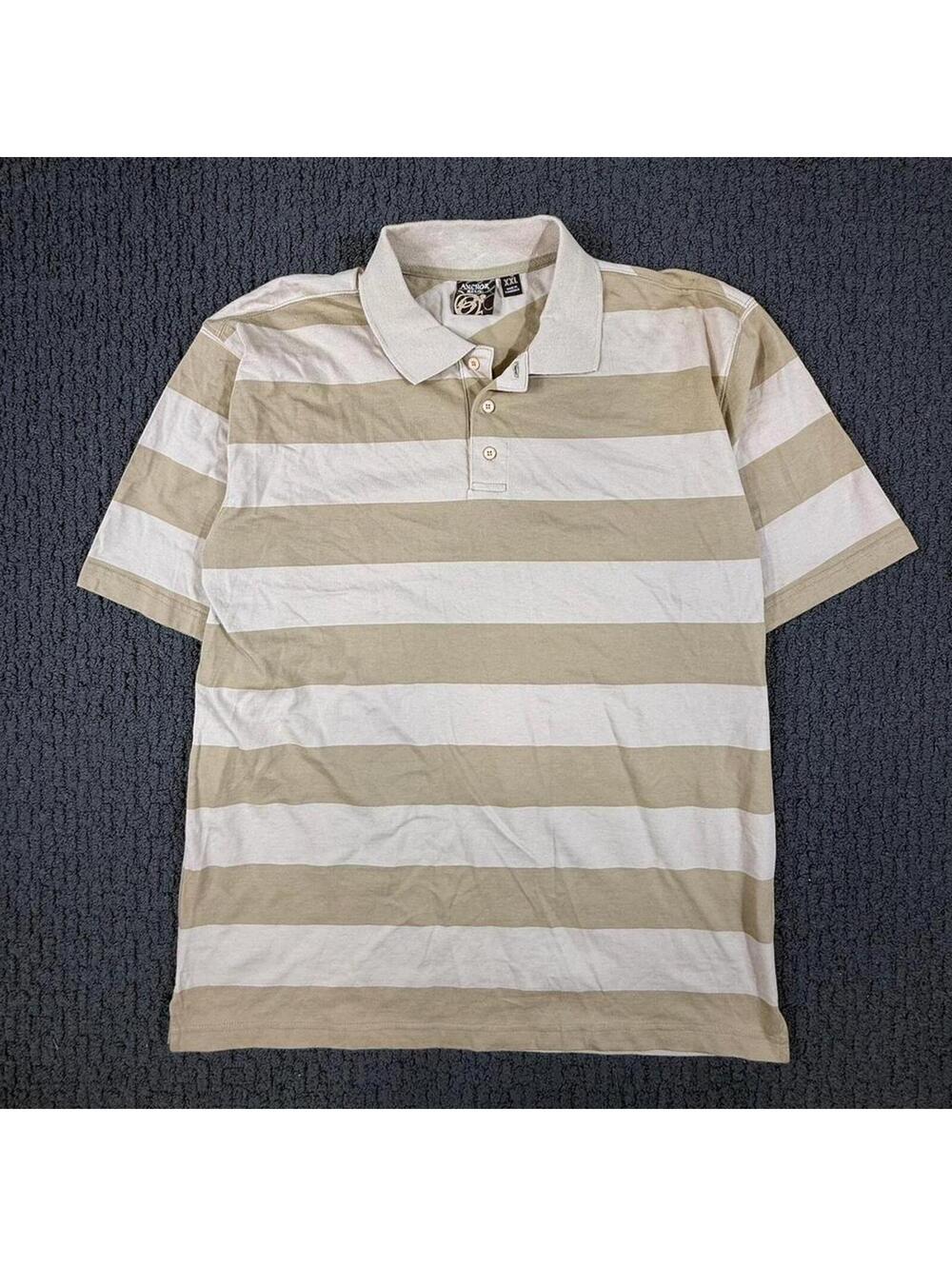 ANCHOR BLUE Beige Cream Striped Y2K T Shirt Graphic Polo XXL